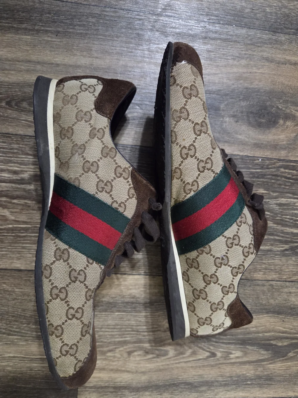 Gucci Men’s Brown GG Canvas Stripe Sneaker